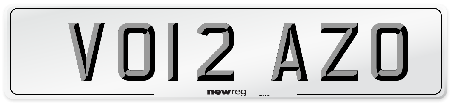 VO12 AZO Number Plate from New Reg